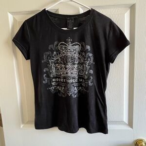 Cowgirl Tuff Black Crown Embellished Tee